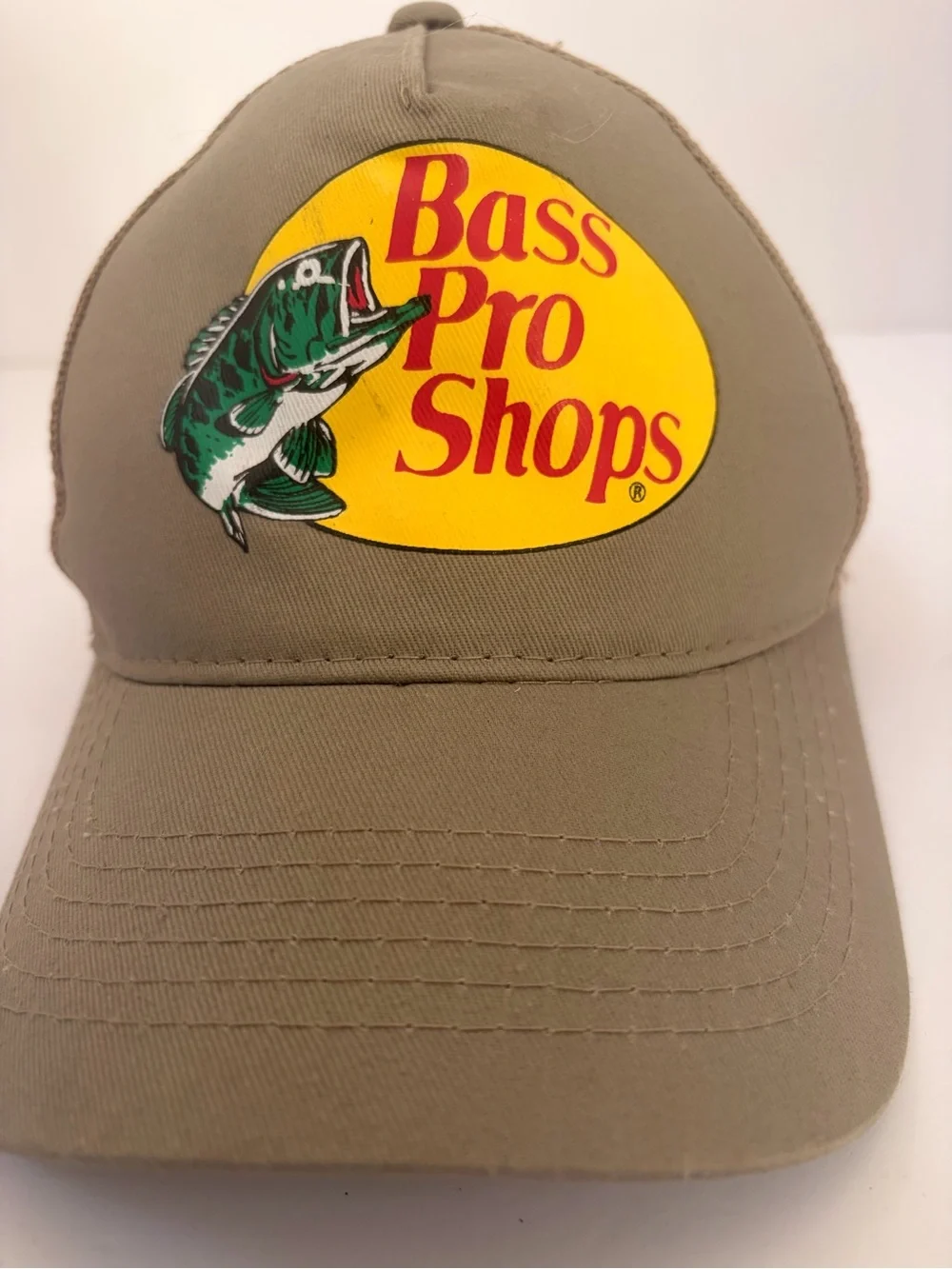 Bass Pro Shops Tan Cap with Yellow Patch and Red Logo
